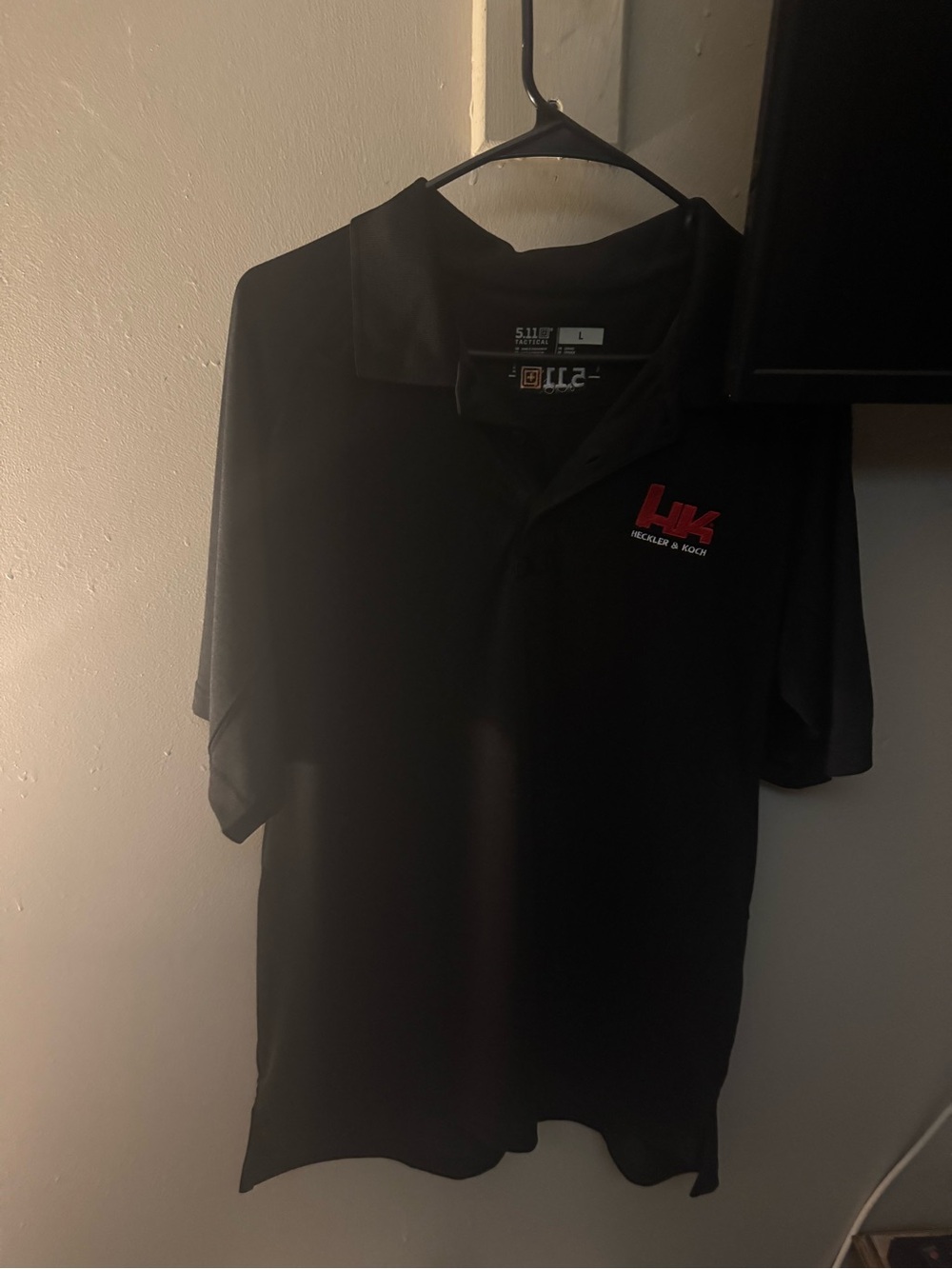 5.11 Tactical Black Polo with Red HK Logo